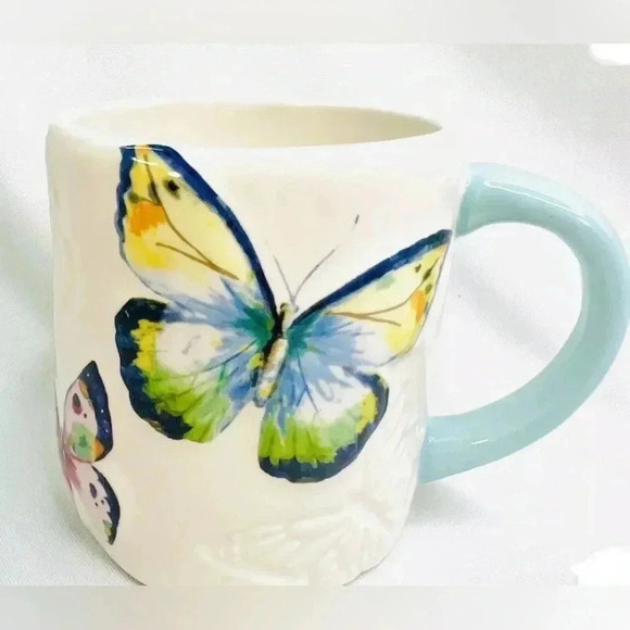 Lang Butterfly Coffee Tea Mug Raised and Embossed Design Hand Painted 16 oz - Picture 6 of 12